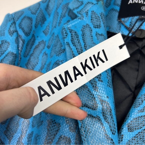 Annakiki Oversized Double Breasted Snake Skin Faux Leather Blazer - Picture 5 of 12